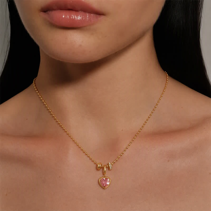 TaleClasp Faceted Pink Heart Crystal Gold Frame Charm - image 1