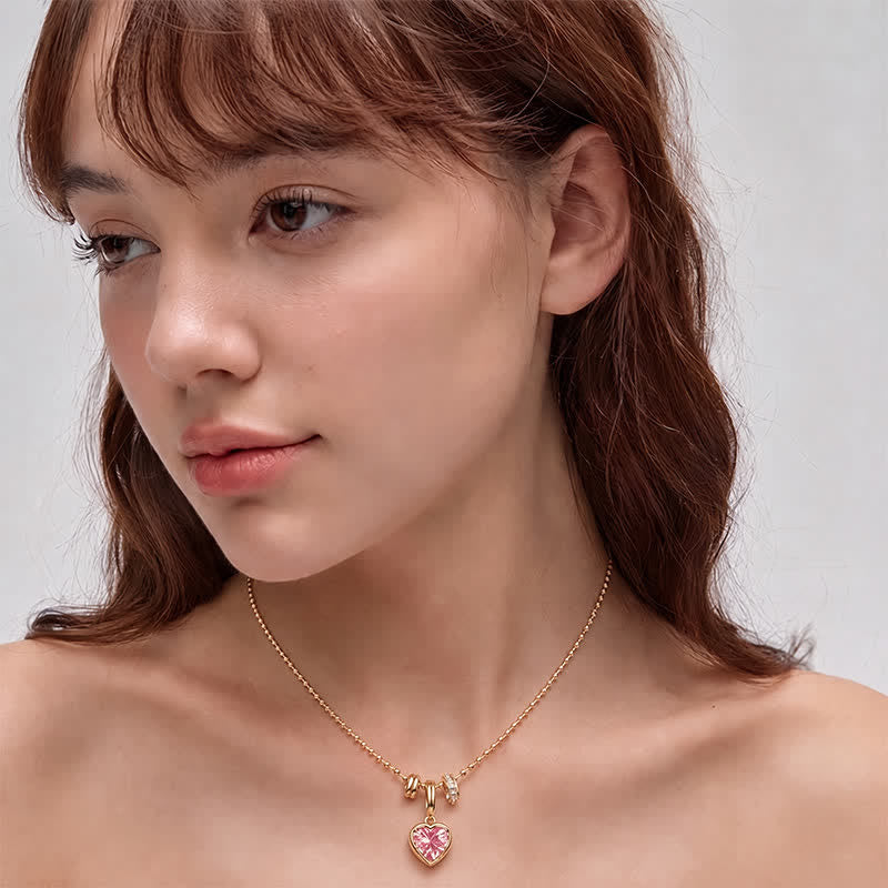 TaleClasp Faceted Pink Heart Crystal Gold Frame Charm - image 2