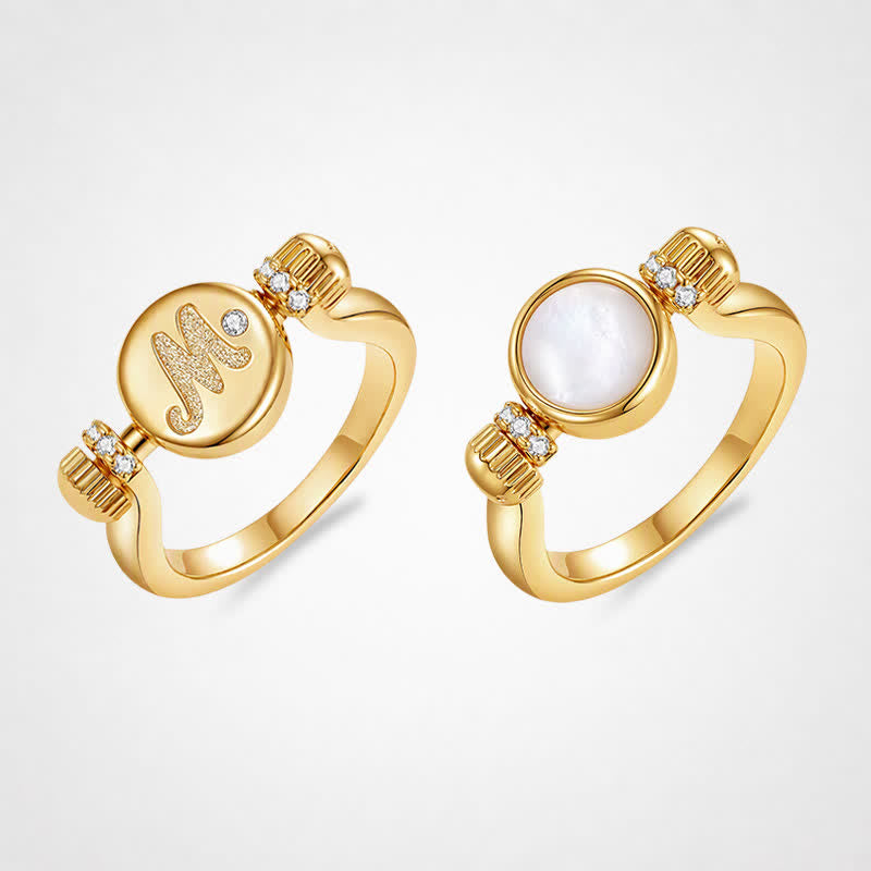TaleClasp Gold Tone Letter M Pearl Medallion Round Charm - image 4