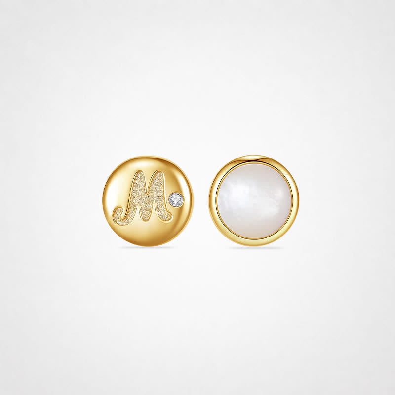 TaleClasp Gold Tone Letter M Pearl Medallion Round Charm - image 0