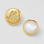 TaleClasp Gold Tone Letter M Pearl Medallion Round Charm - Gold - image 3