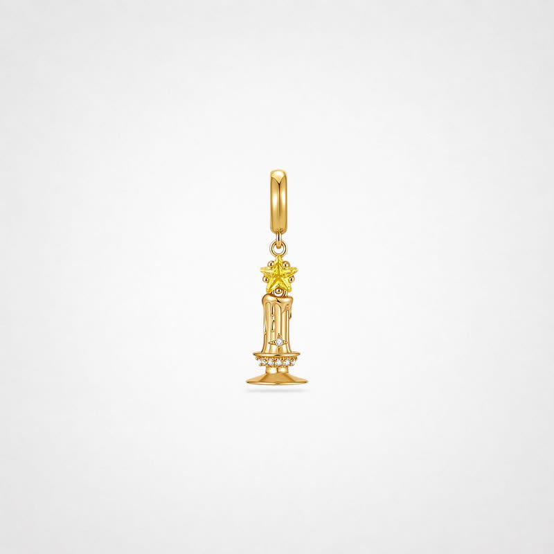 TaleClasp Vintage Gold Candle Holder Pendant Charm - Gold - image 0
