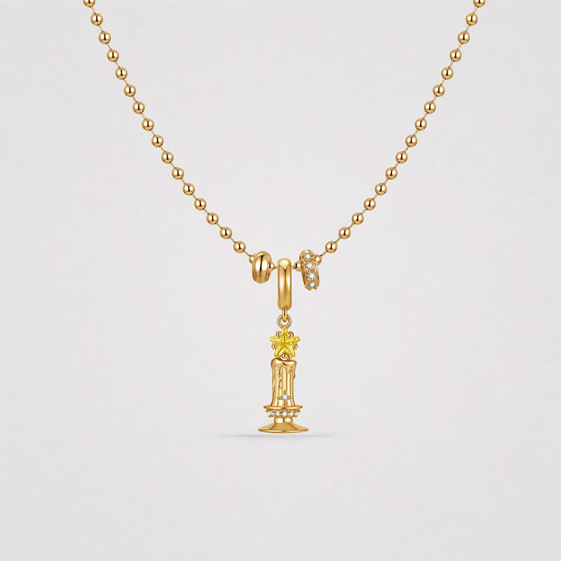 TaleClasp Vintage Gold Candle Holder Pendant Charm - image 4