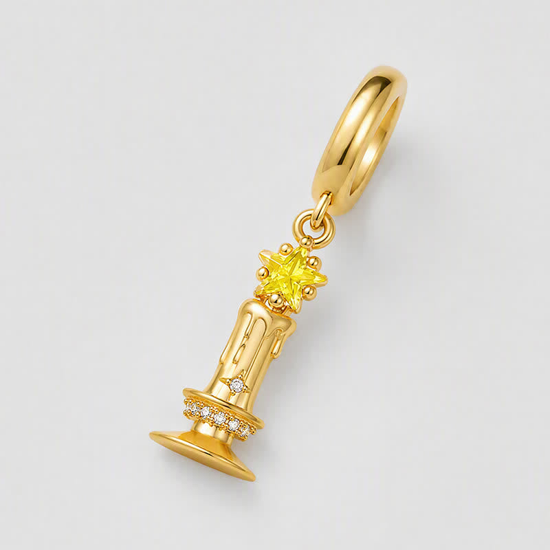 TaleClasp Vintage Gold Candle Holder Pendant Charm - image 3