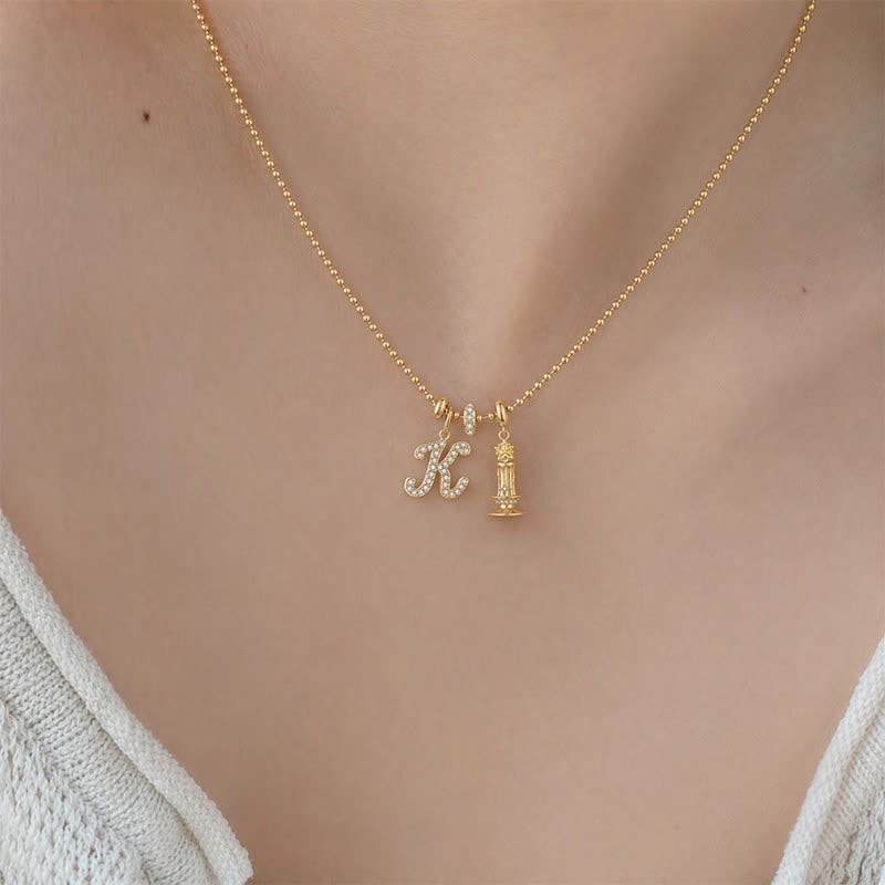 TaleClasp Vintage Gold Candle Holder Pendant Charm - image 1