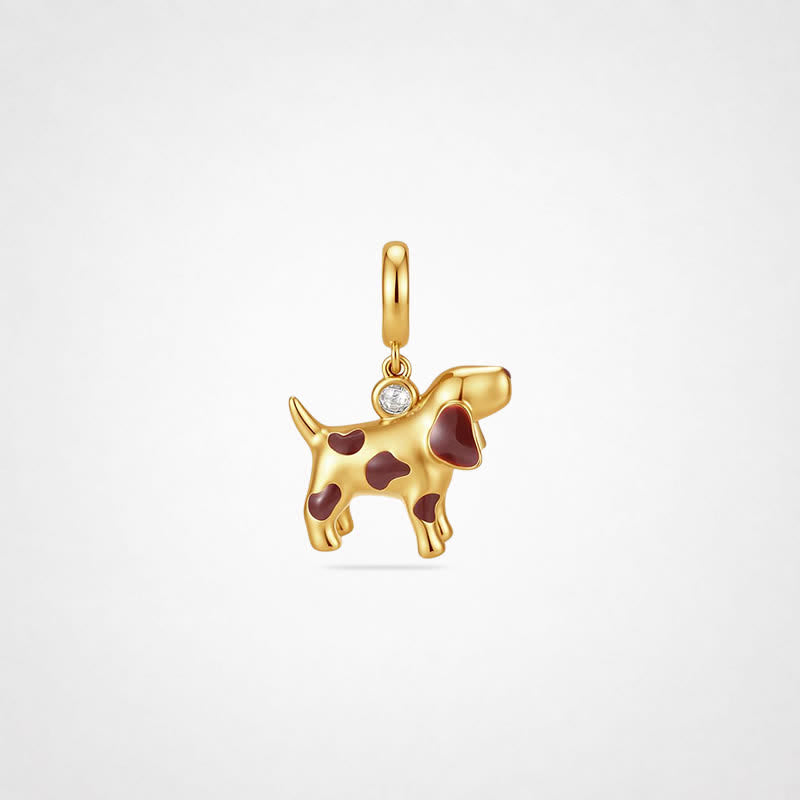 TaleClasp Spotted Puppy Gold Tone Charm - Gold - image 0
