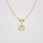 TaleClasp Double-Sided Crystal Cat Face Charm - Gold - image 4