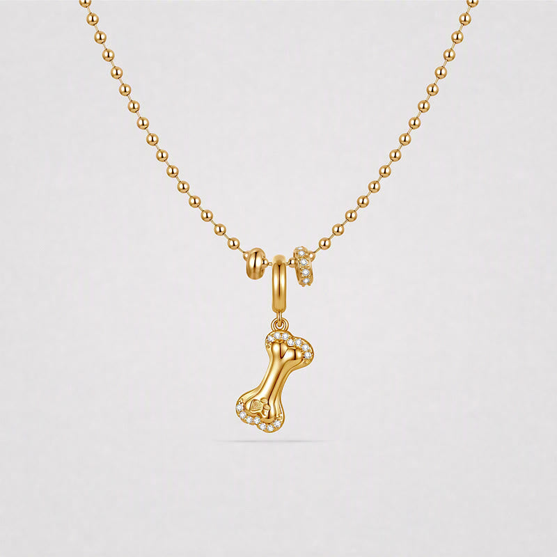 TaleClasp Crystal Paved Bone Charm - Gold - image 4