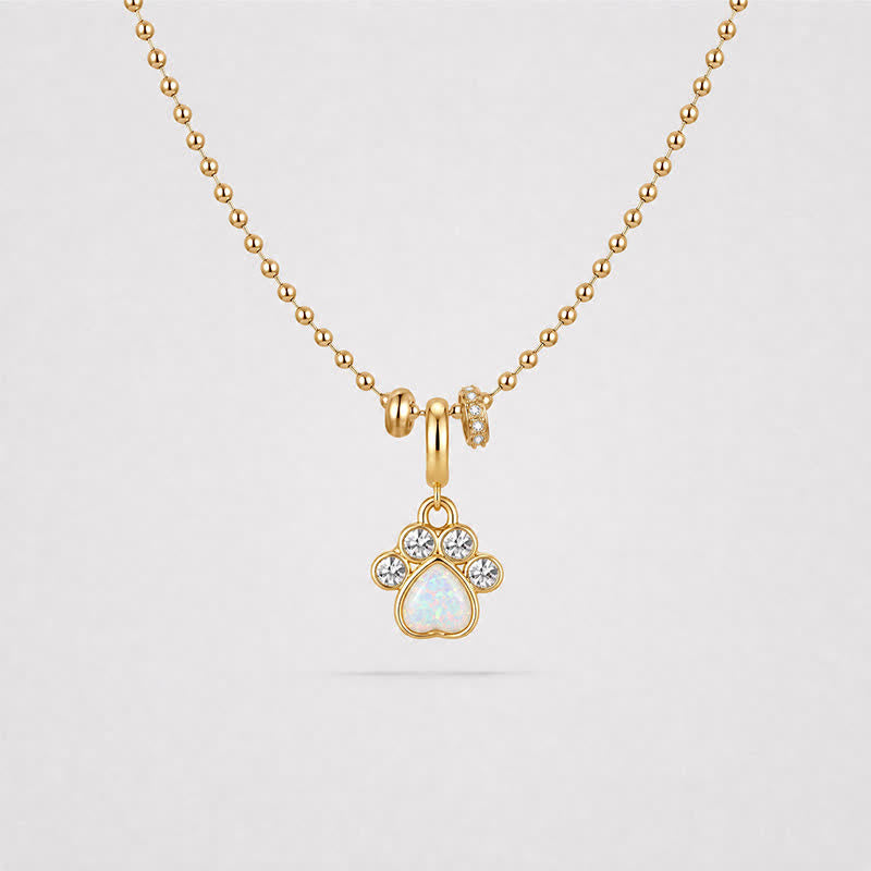 TaleClasp Opal Paw Print Crystal Accent Gold Tone Charm - image 4