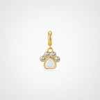 TaleClasp Opal Paw Print Crystal Accent Gold Tone Charm - Gold - image 0