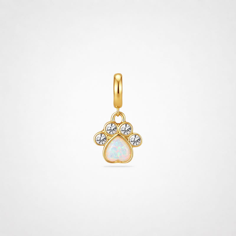 TaleClasp Opal Paw Print Crystal Accent Gold Tone Charm - Gold - image 0