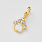 TaleClasp Opal Paw Print Crystal Accent Gold Tone Charm - image 3