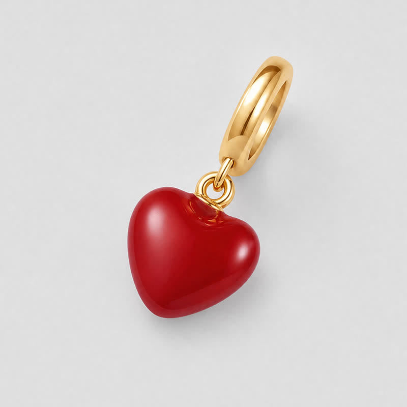 TaleClasp Glossy Red Heart Gold Tone Pendant Charm - image 3