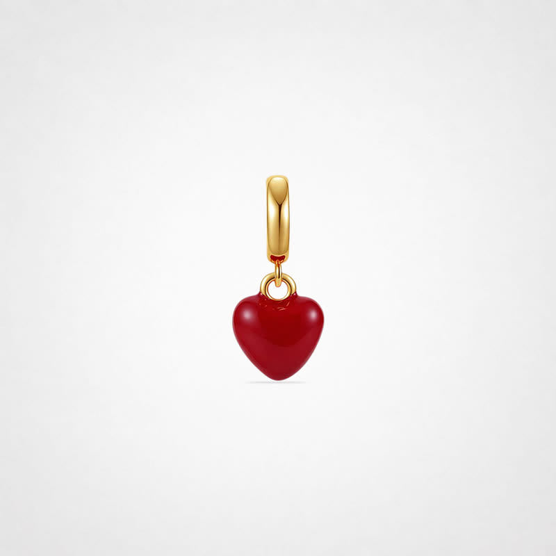 TaleClasp Glossy Red Heart Gold Tone Pendant Charm - Red - image 0