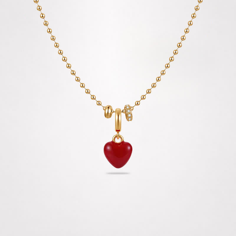 TaleClasp Glossy Red Heart Gold Tone Pendant Charm - image 4