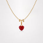 TaleClasp Glossy Red Heart Gold Tone Pendant Charm - image 4