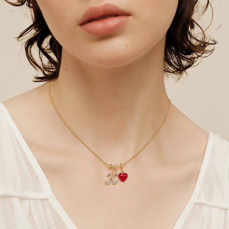 TaleClasp Glossy Red Heart Gold Tone Pendant Charm - image 1