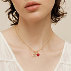 TaleClasp Glossy Red Heart Gold Tone Pendant Charm - image 1