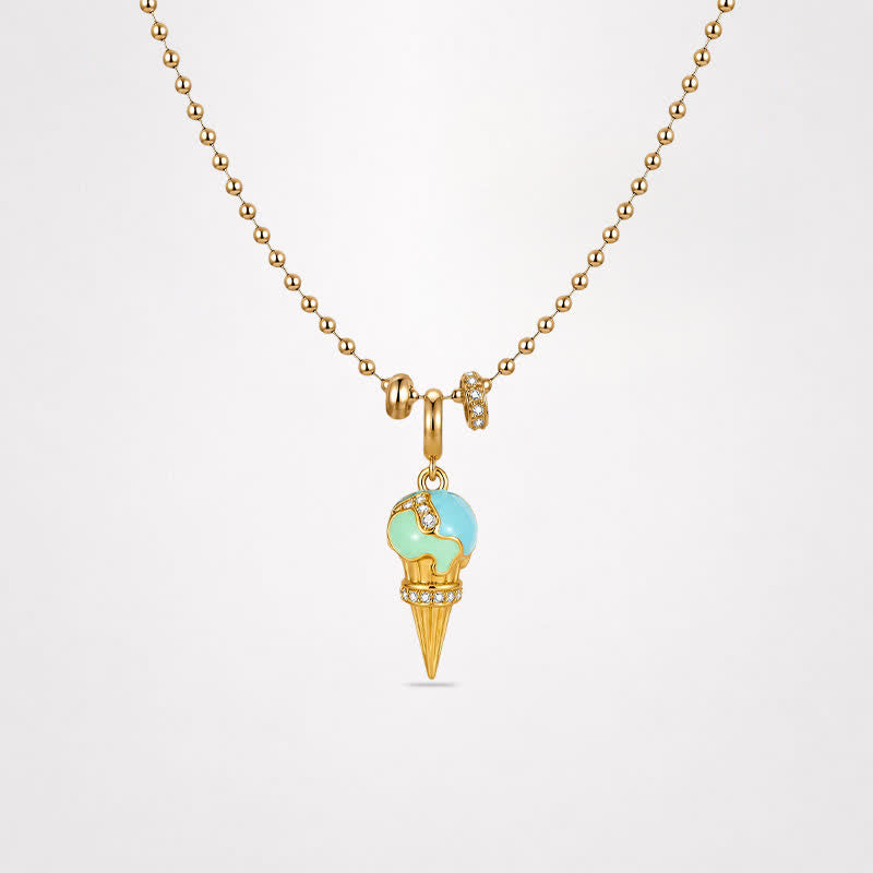 TaleClasp Crystal Glaze Ice Cream Cone Gold Charm - image 4