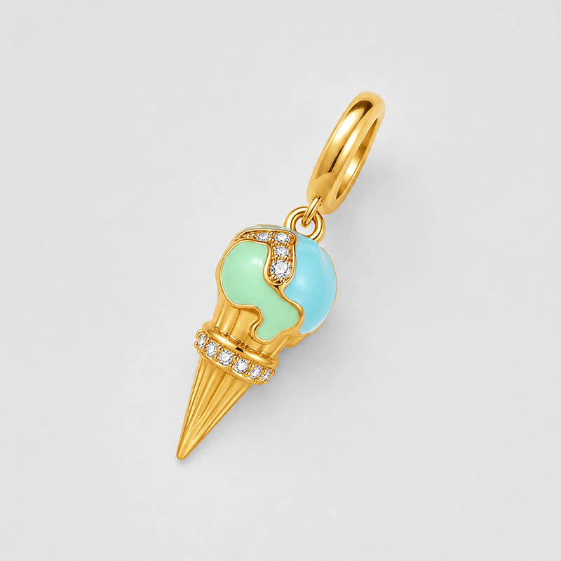 TaleClasp Crystal Glaze Ice Cream Cone Gold Charm - image 3