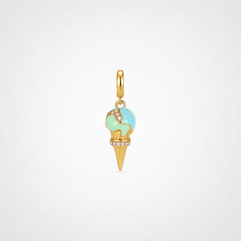 TaleClasp Crystal Glaze Ice Cream Cone Gold Charm - Gold - image 0