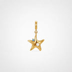 TaleClasp Ocean Pearl Starfish Blue Stone Gold Tone Charm - Gold - image 0
