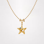 TaleClasp Ocean Pearl Starfish Blue Stone Gold Tone Charm - image 4
