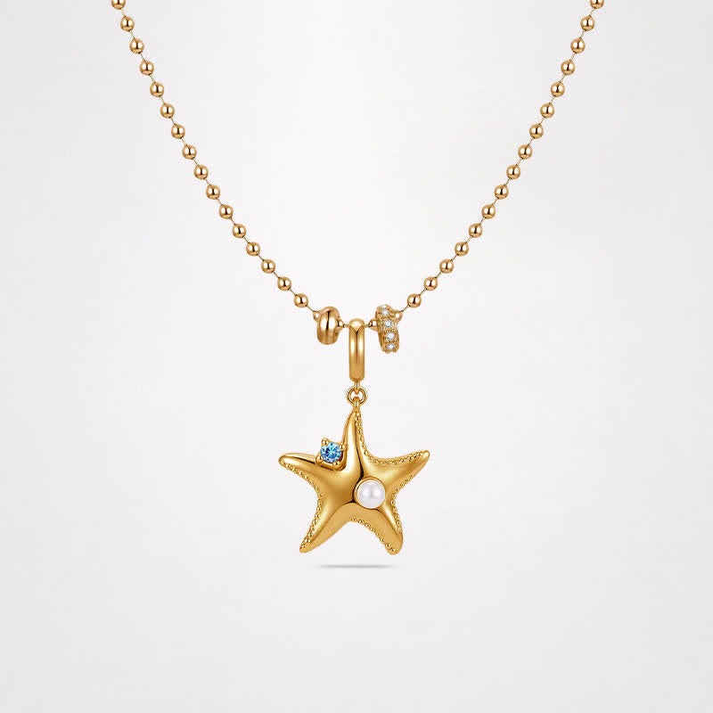 TaleClasp Ocean Pearl Starfish Blue Stone Gold Tone Charm - image 4
