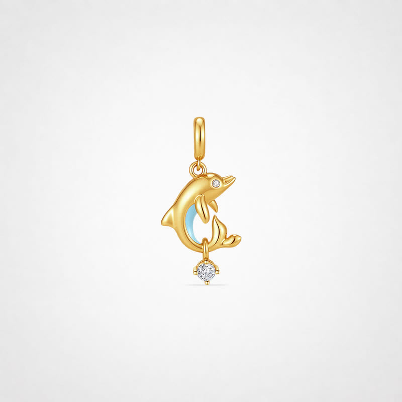 TaleClasp Ocean Glow Dolphin Charm - Gold - image 0