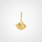 TaleClasp Ocean Shell Pearl Accent Gold Tone Charm - Gold - image 0